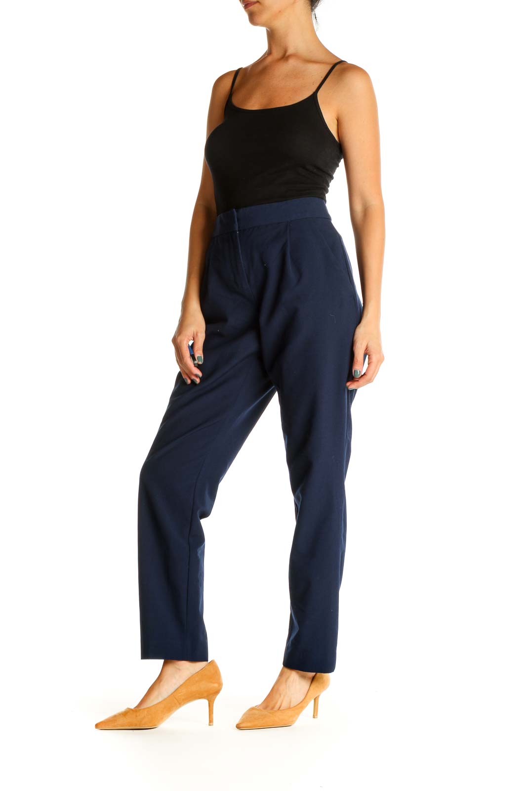 Blue Solid Classic Trousers