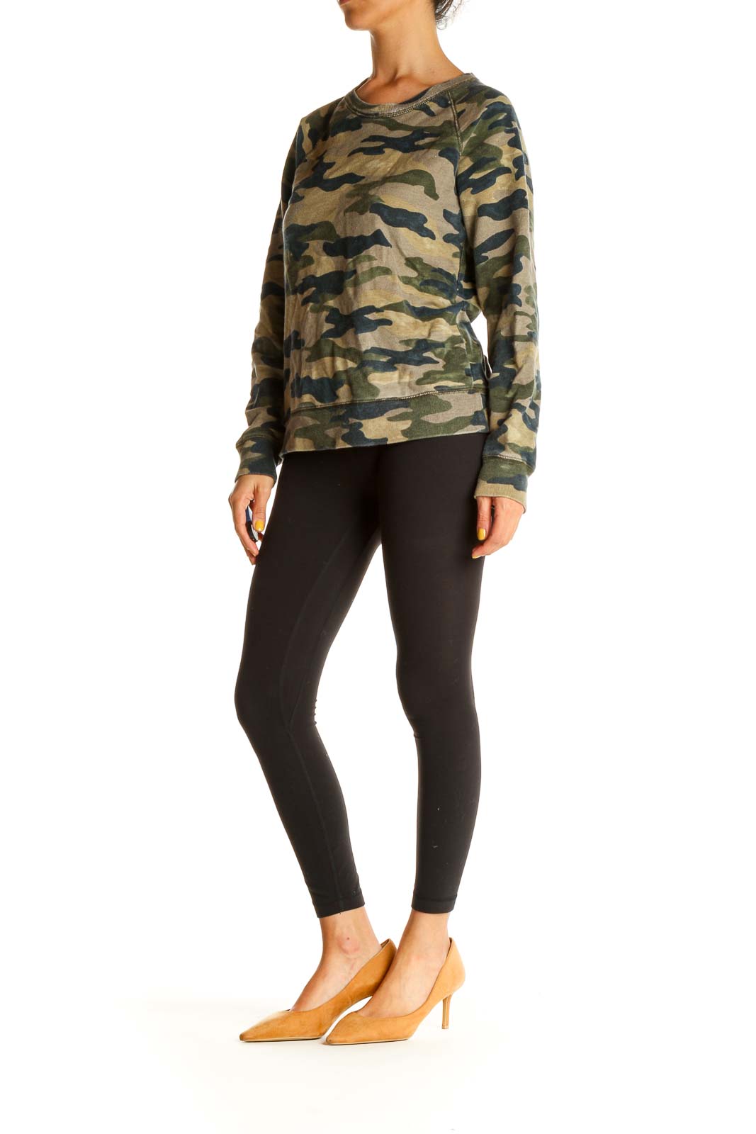 Green Camouflage Print Sweatshirt