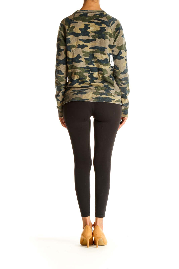 Green Camouflage Print Sweatshirt