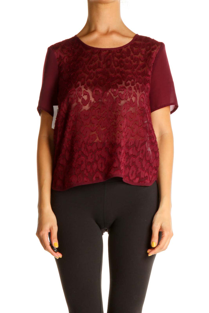 Red Animal Print All Day Wear Blouse