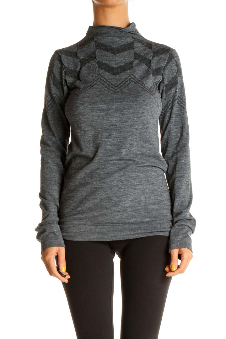 Gray Printed Activewear Top