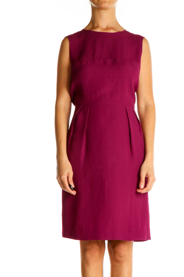 Pink Solid Work Sheath Dress