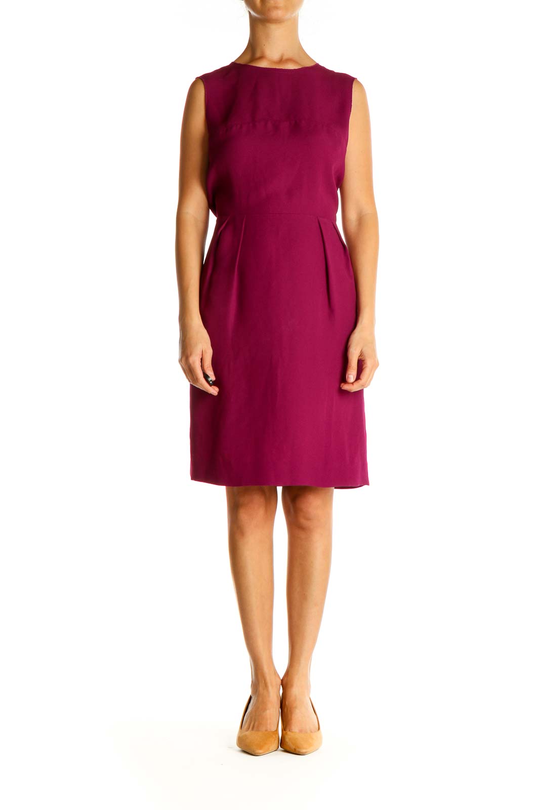 Pink Solid Work Sheath Dress