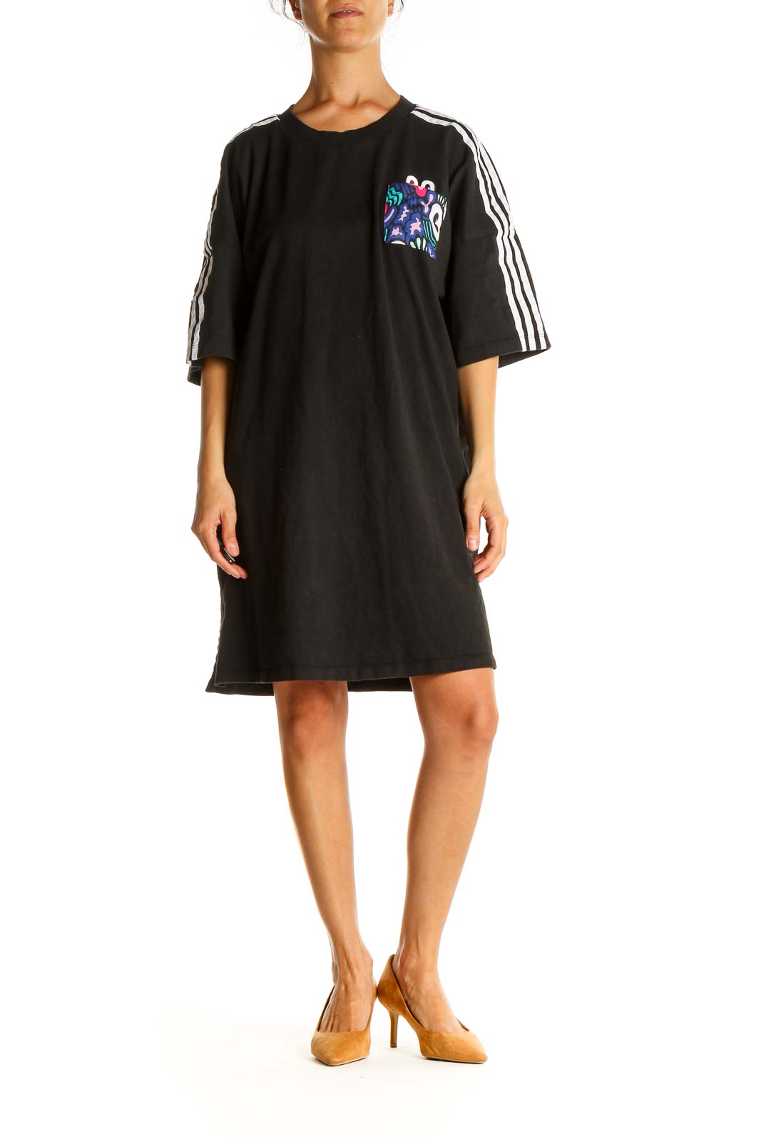 Black Solid Activewear T-Shirt Dress