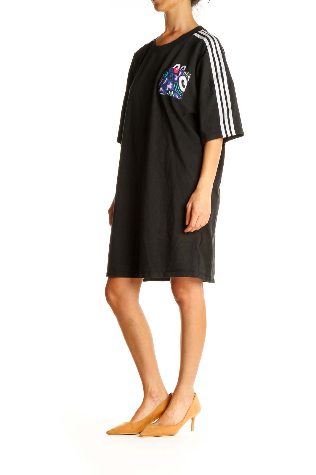 Black Solid Activewear T-Shirt Dress