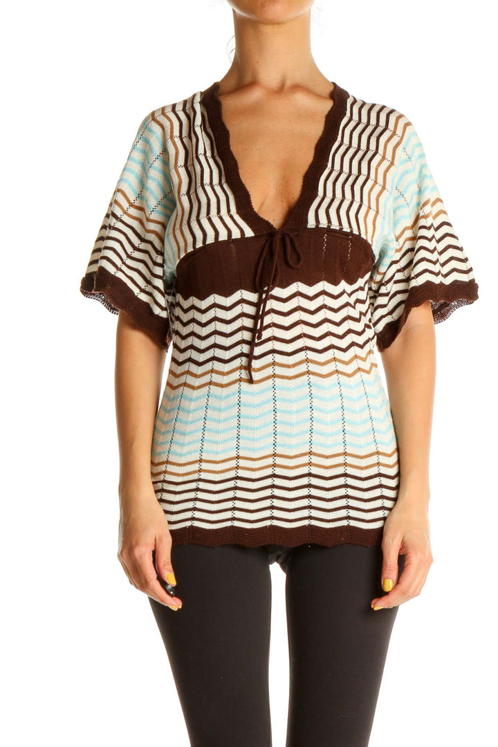 Brown Chevron All Day Wear Blouse