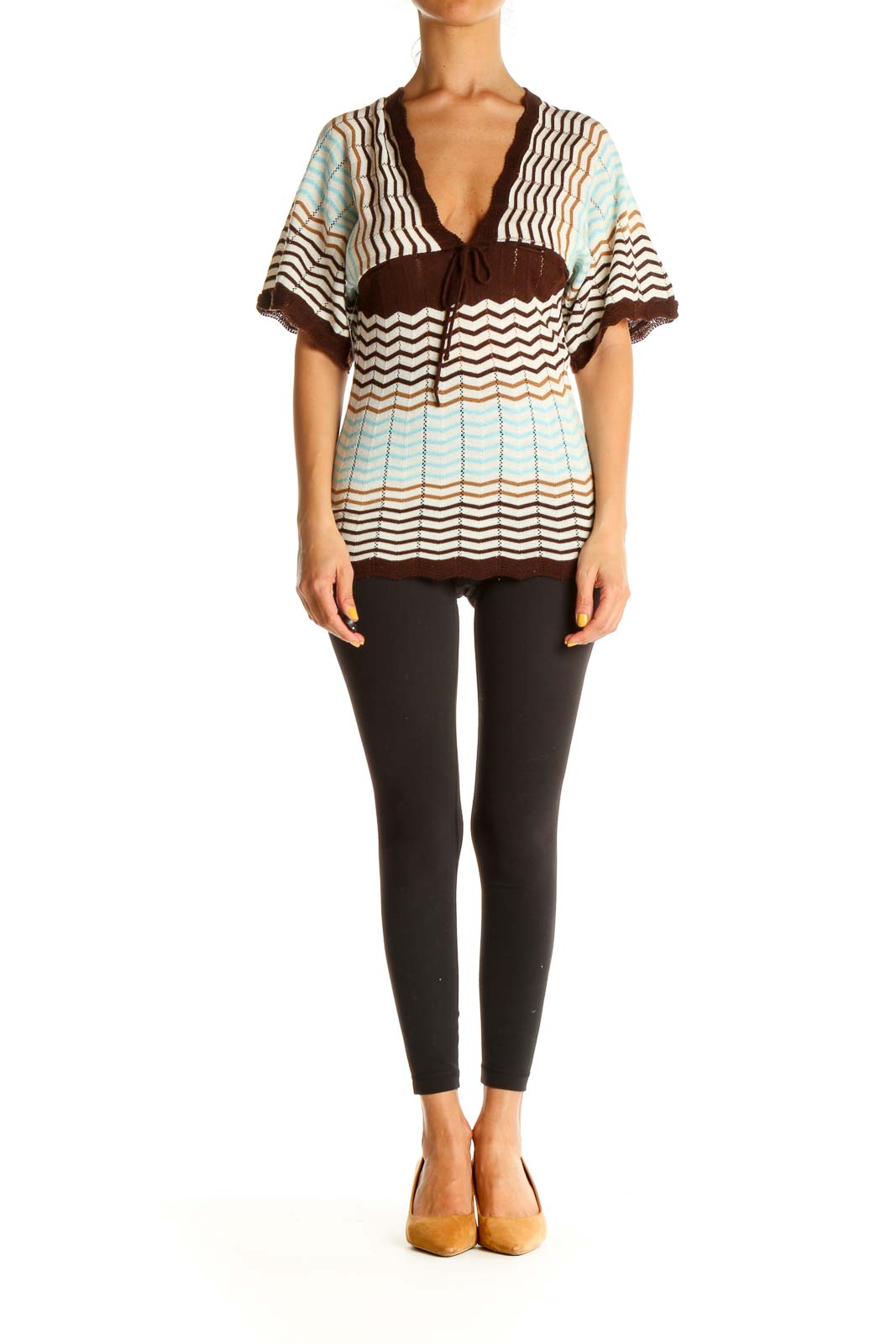 Brown Chevron All Day Wear Blouse