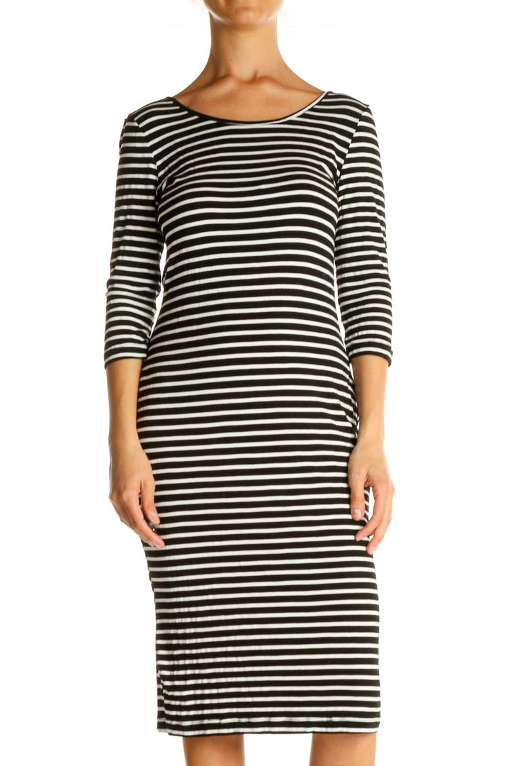 White Striped Day Sheath Dress