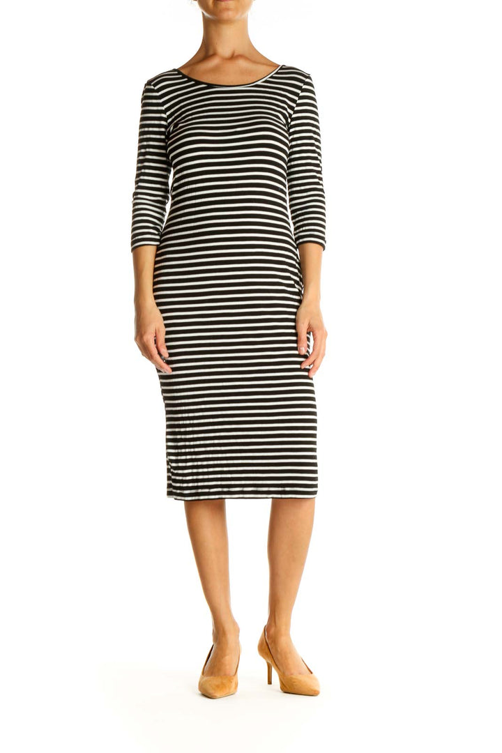 White Striped Day Sheath Dress