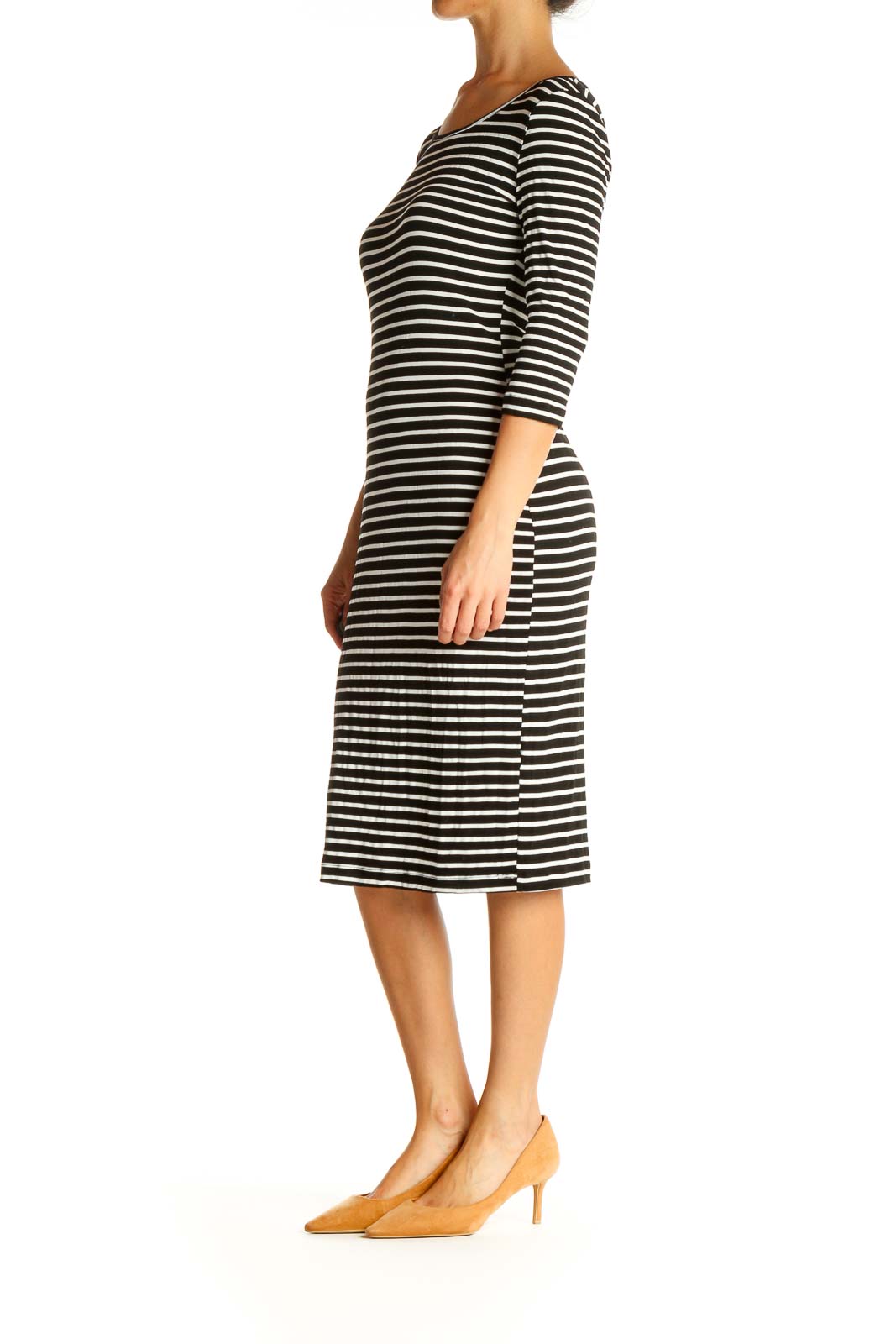 White Striped Day Sheath Dress