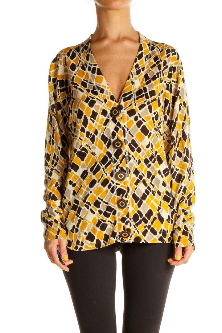 Yellow Geometric Print All Day Wear Blouse