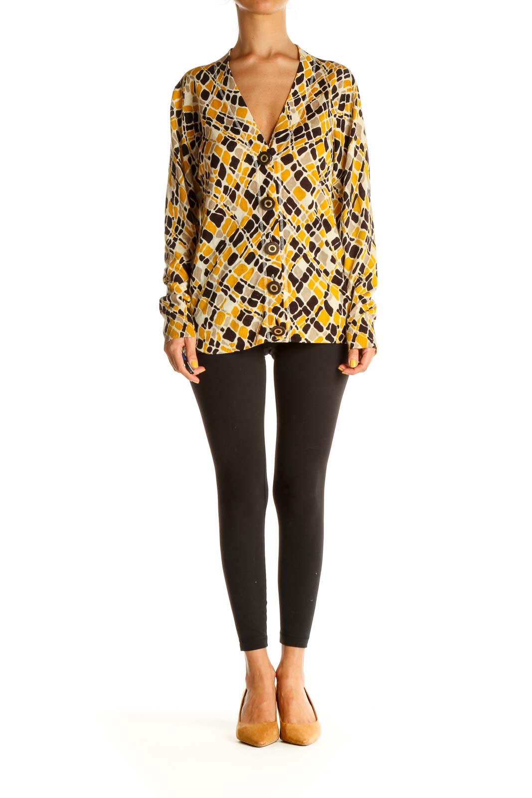 Yellow Geometric Print All Day Wear Blouse