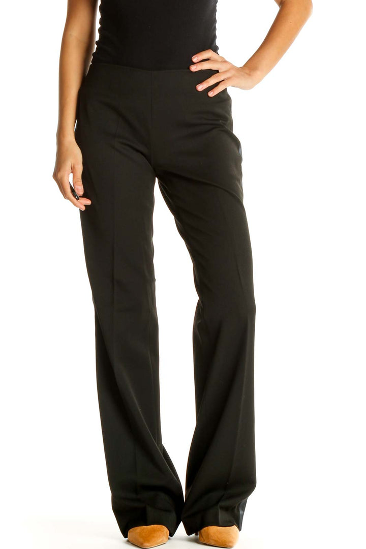 Black Solid Casual Pants