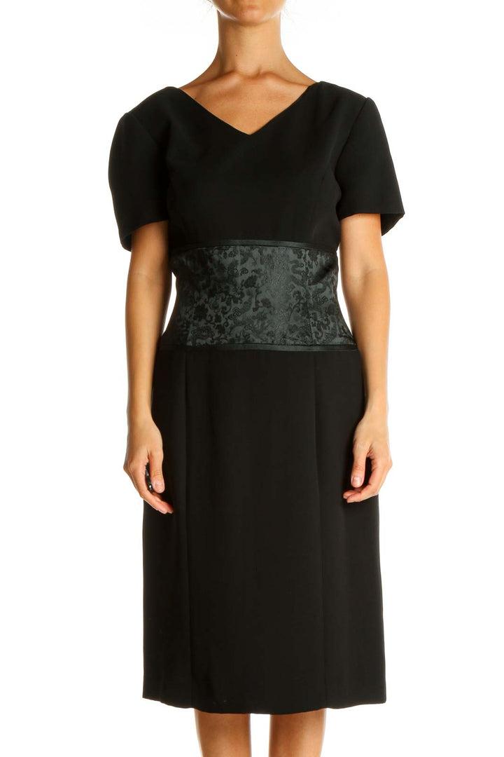 Black Solid Retro Sheath Dress