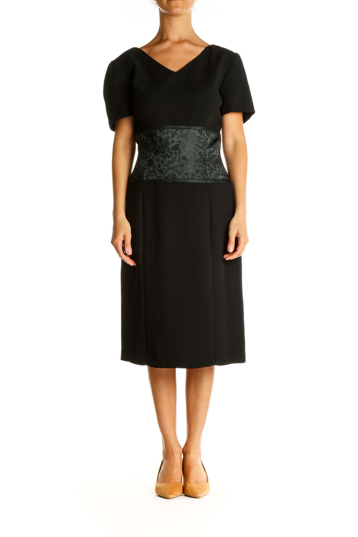 Black Solid Retro Sheath Dress