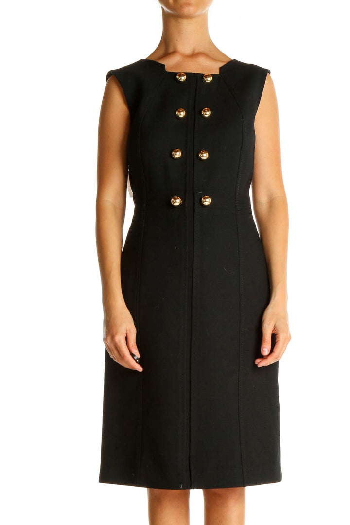 Black Solid Work Sheath Dress