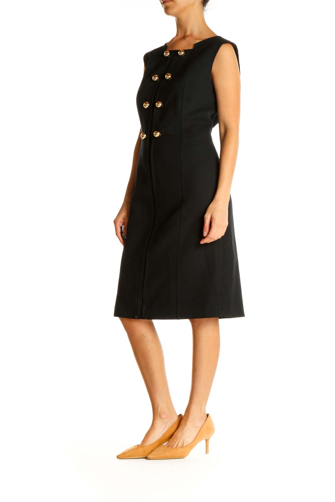 Black Solid Work Sheath Dress