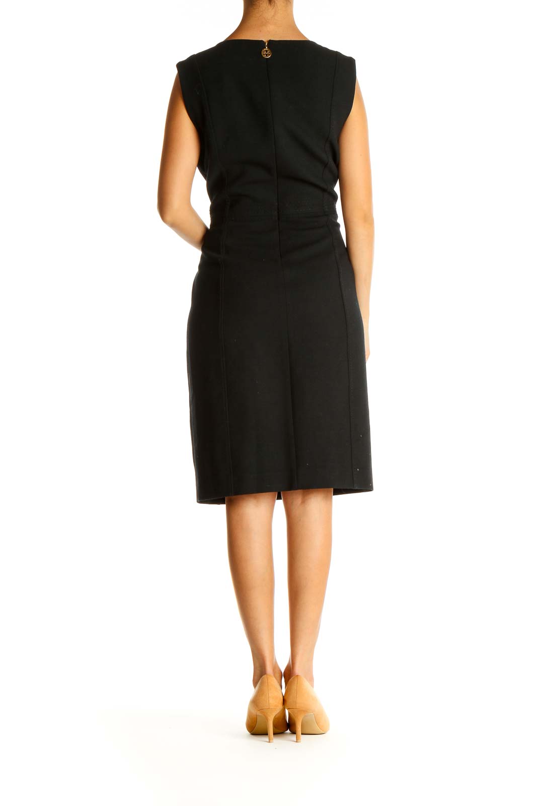 Black Solid Work Sheath Dress