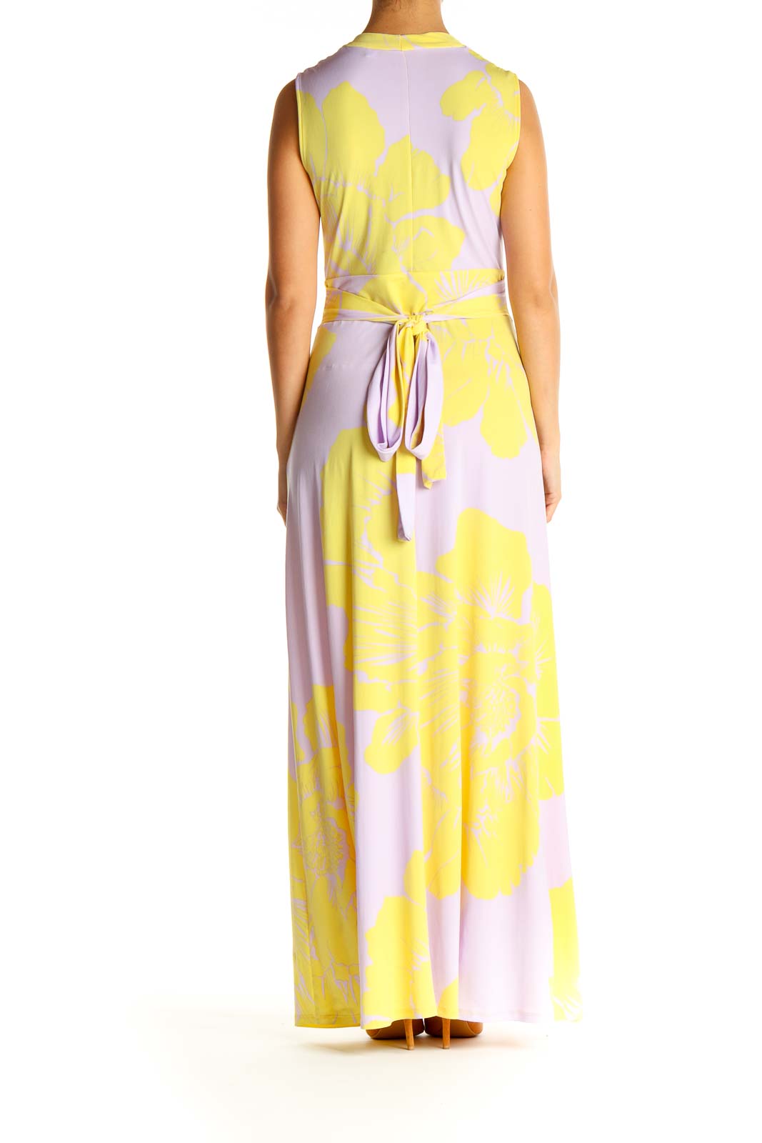 Yellow Tropical Print Day Column Dress