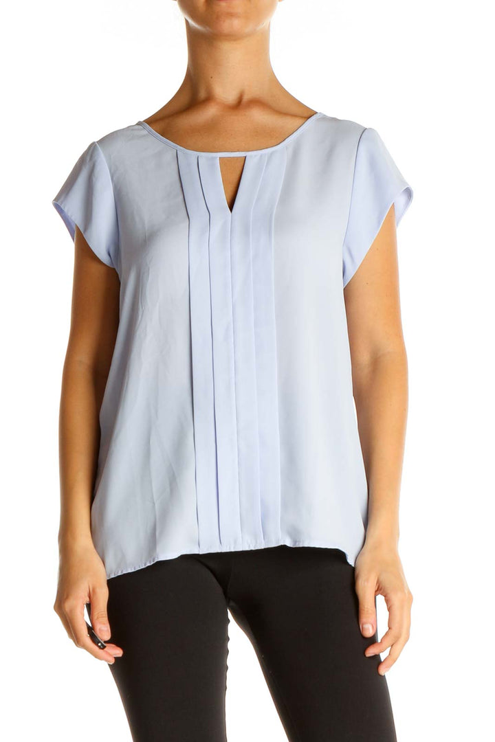 Blue Solid Classic Blouse