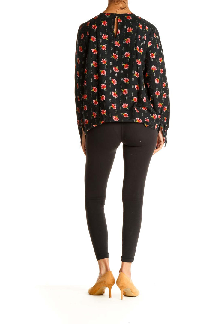 Black Floral Print Blouse