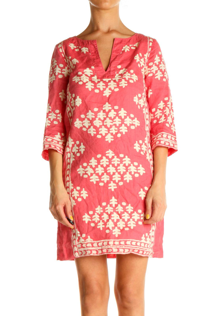 Pink Printed Bohemian Shift Dress