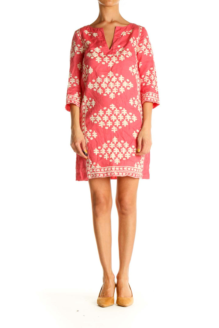 Pink Printed Bohemian Shift Dress