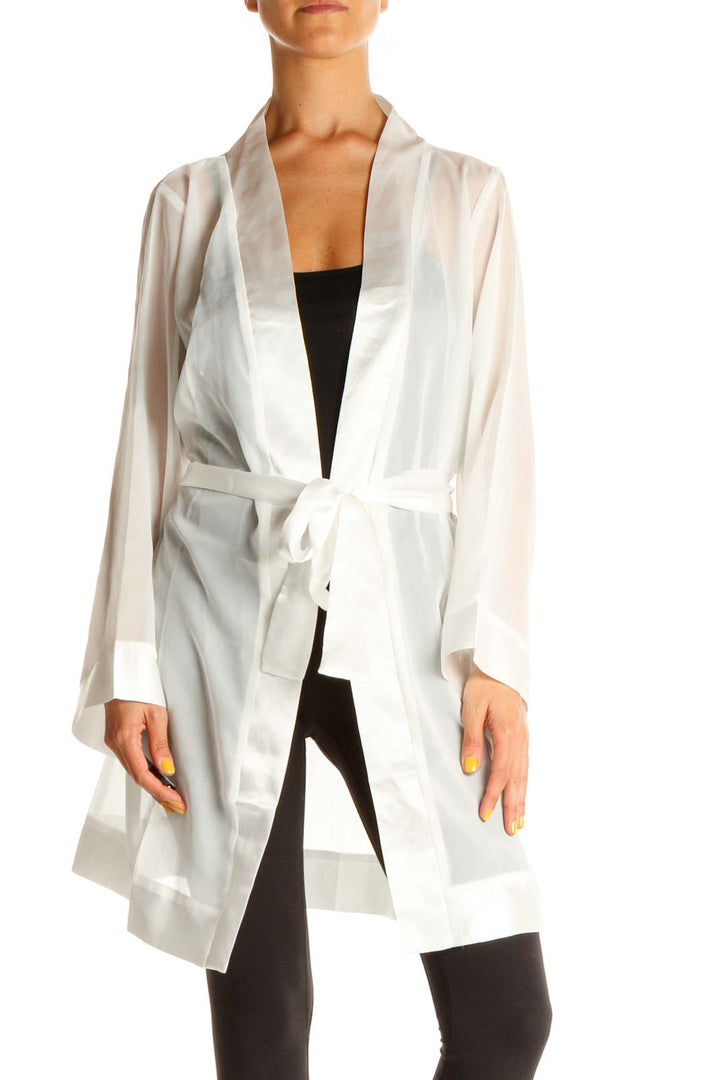 White Sheer Front-Tie Robe