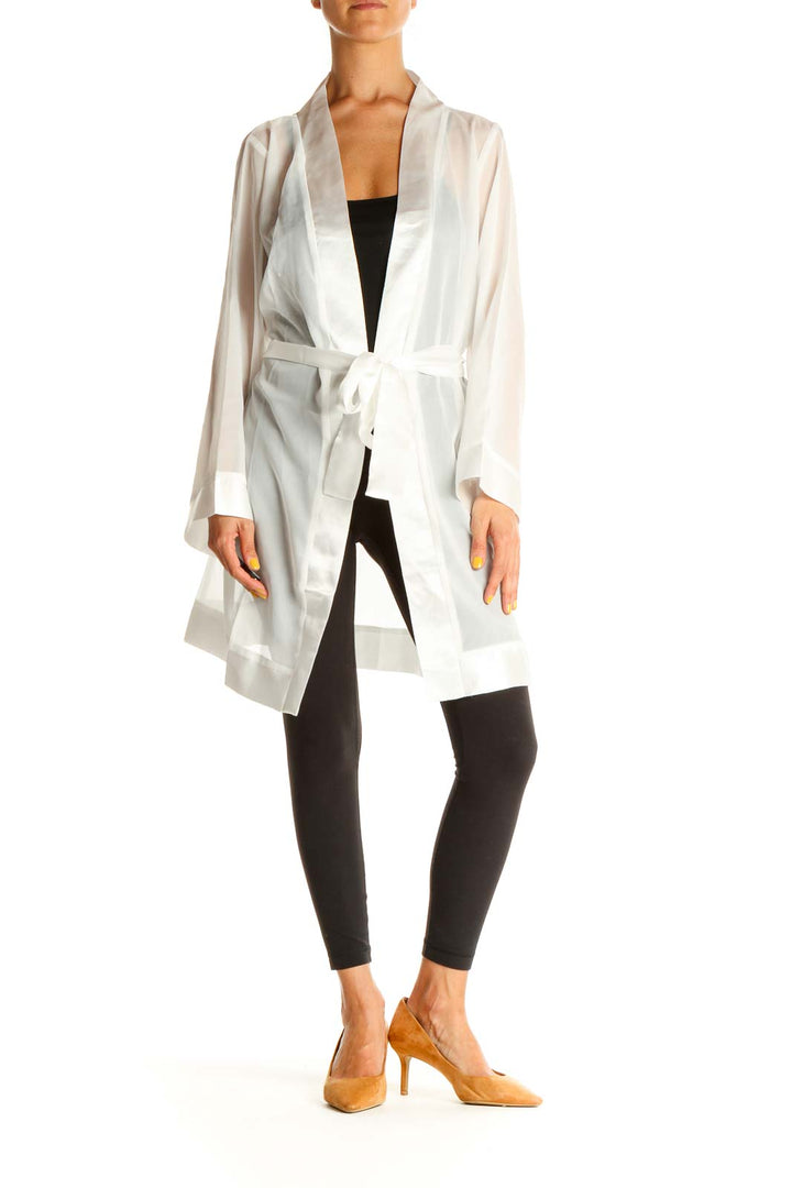 White Sheer Front-Tie Robe