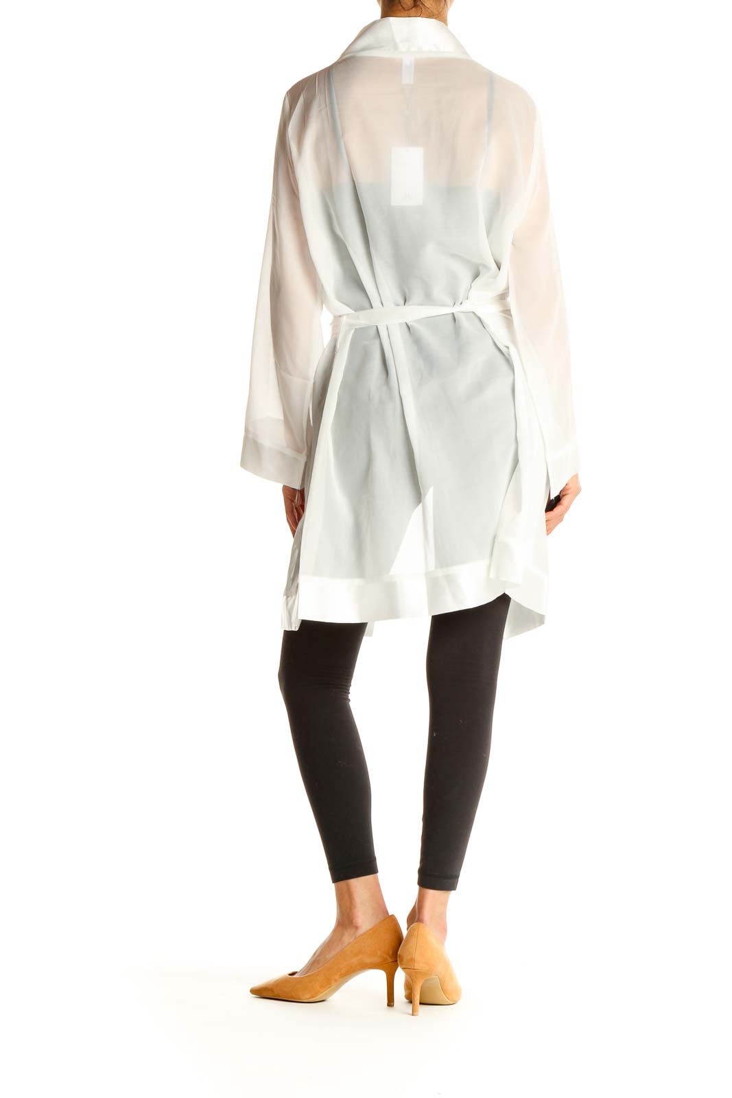 White Sheer Front-Tie Robe