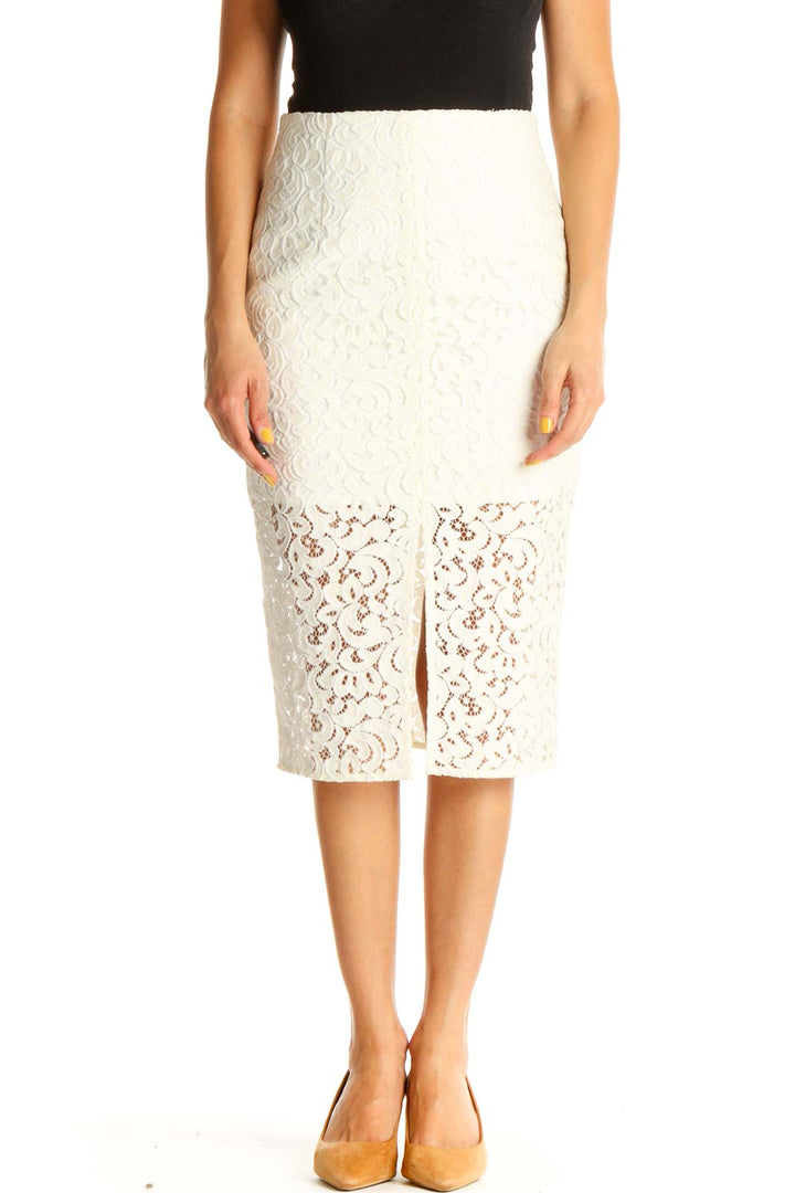 White Lace Brunch Pencil Skirt