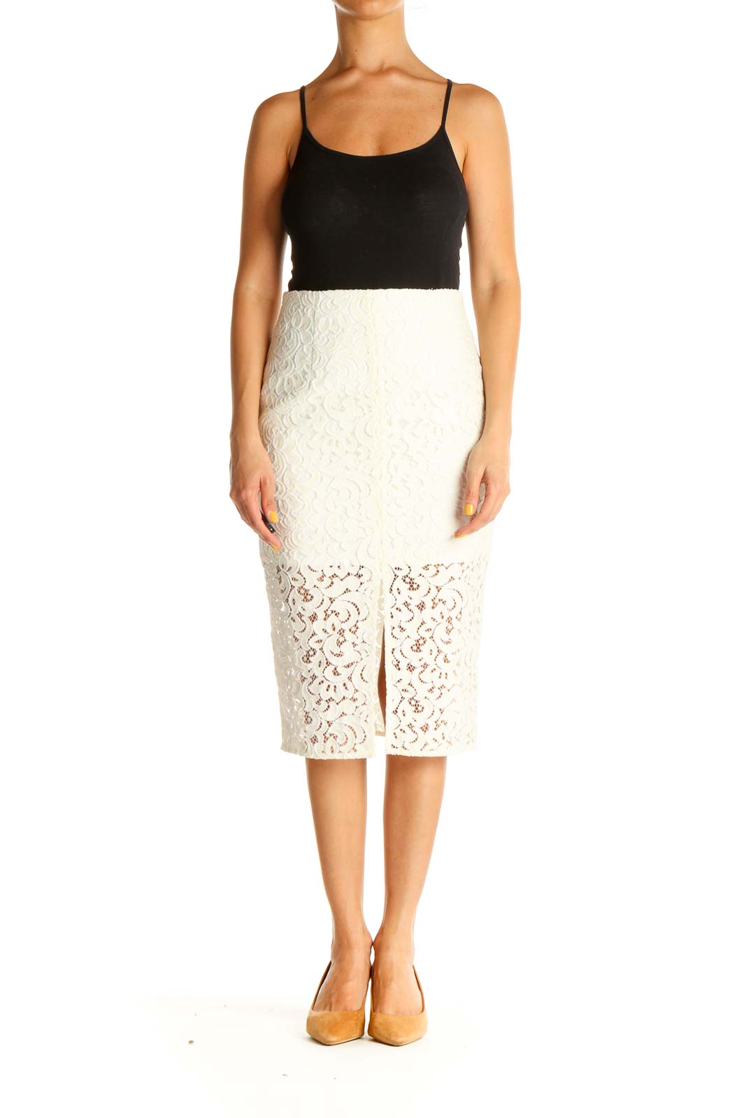 White Lace Brunch Pencil Skirt