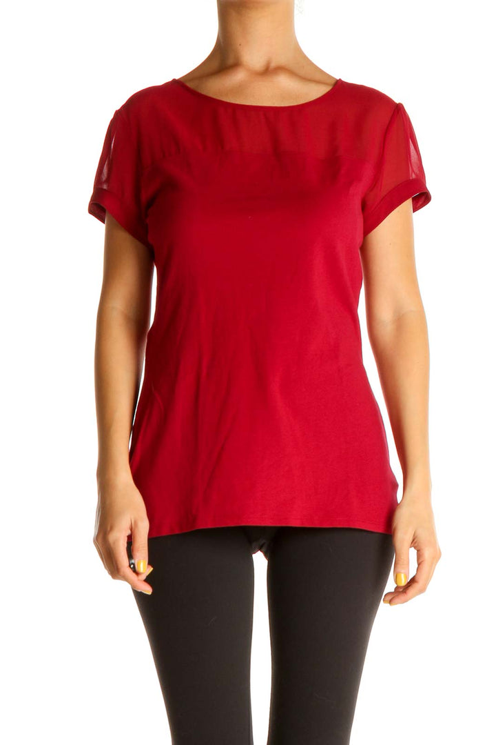 Red Solid Casual Blouse