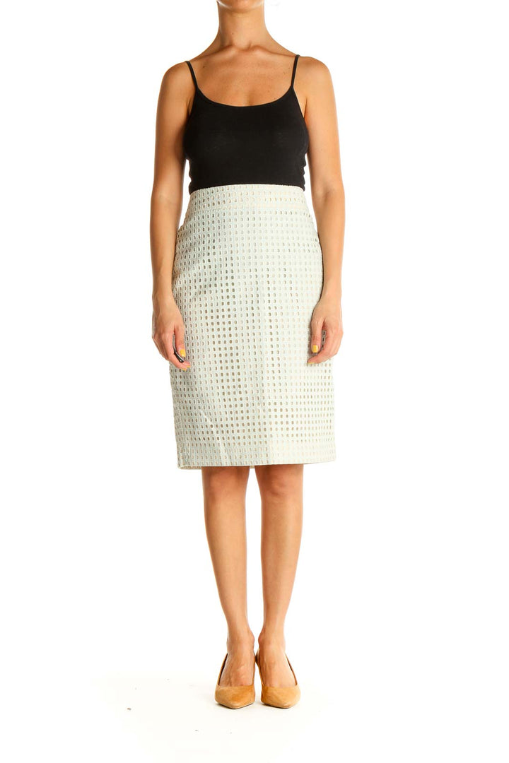 White Printed Holiday Pencil Skirt