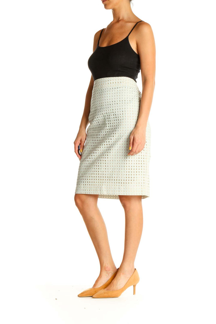 White Printed Holiday Pencil Skirt