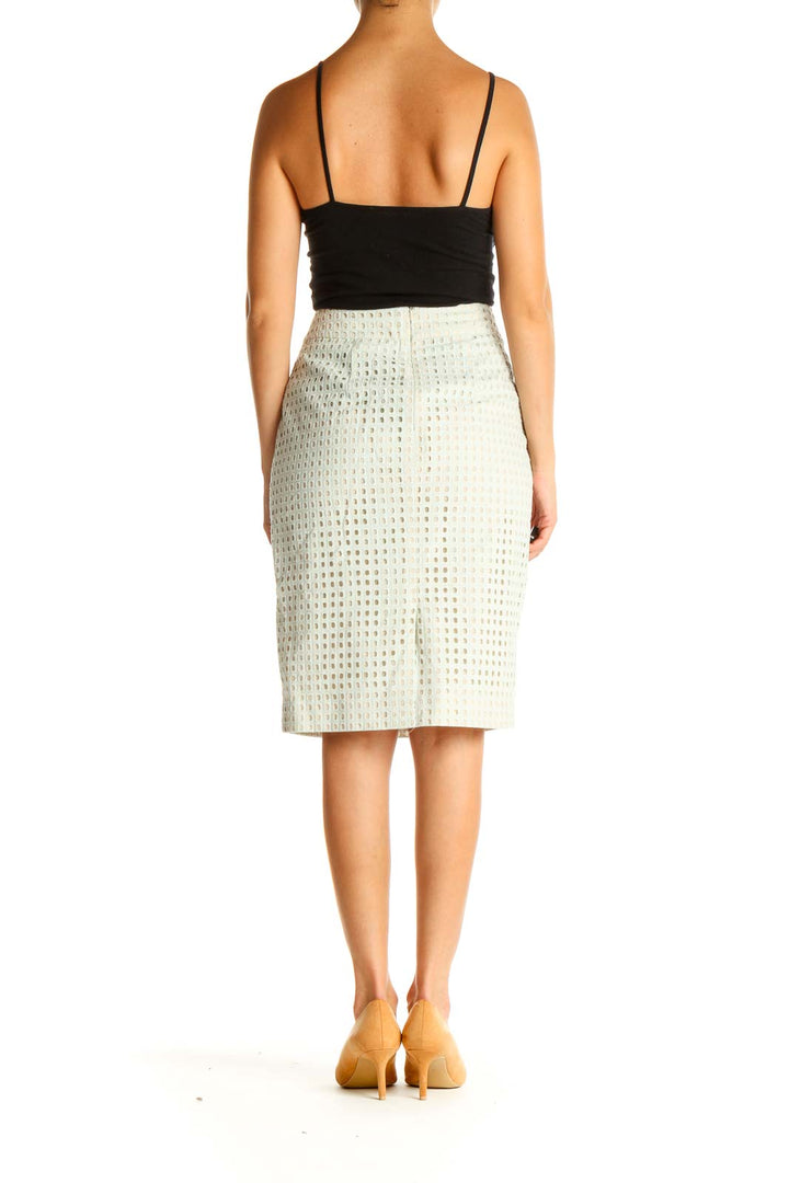 White Printed Holiday Pencil Skirt