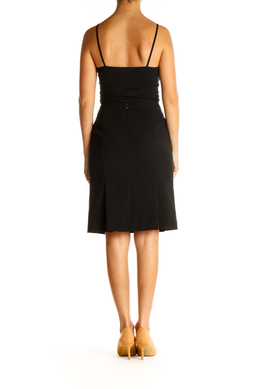 Black Solid Work Pencil Skirt