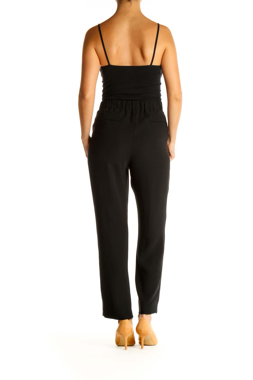 Black Solid Retro Trousers