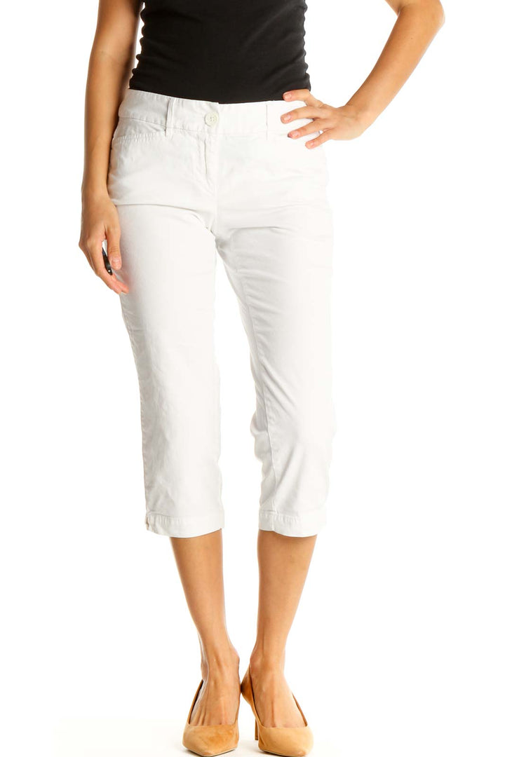 White Casual Capri Pants