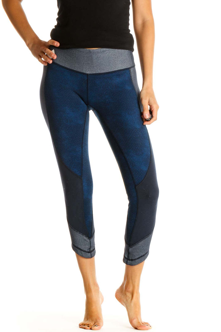 Blue Colorblock Activewear Leggings