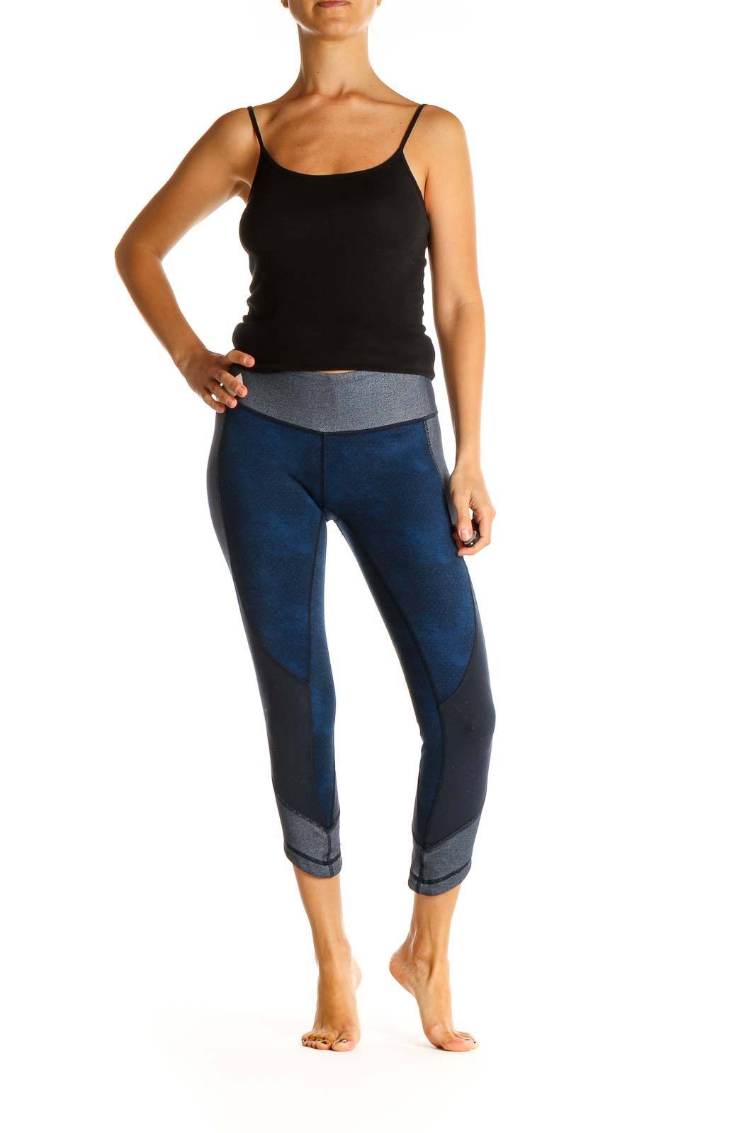 Blue Colorblock Activewear Leggings