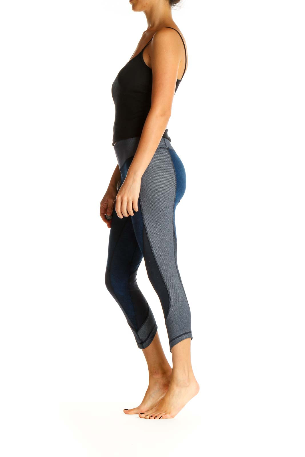 Blue Colorblock Activewear Leggings