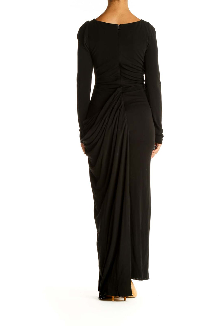 Black Solid Classic Column Dress