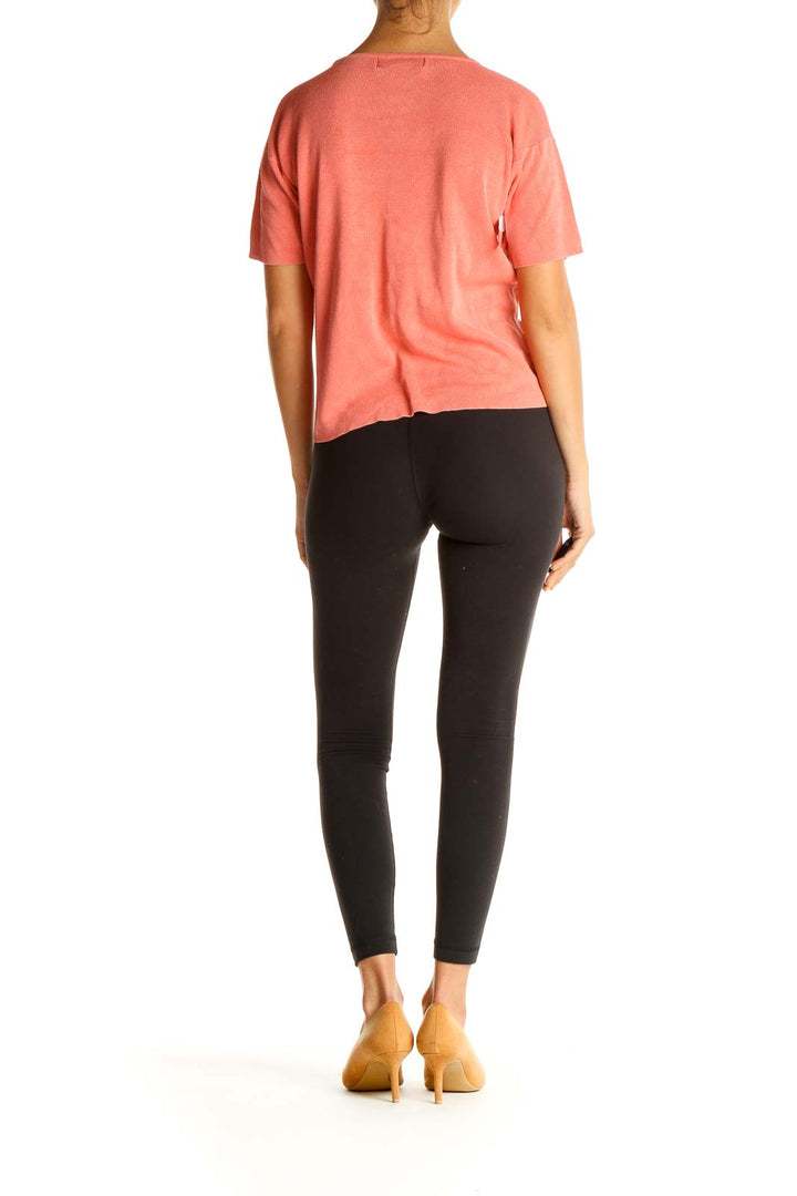 Pink Solid Casual T-Shirt