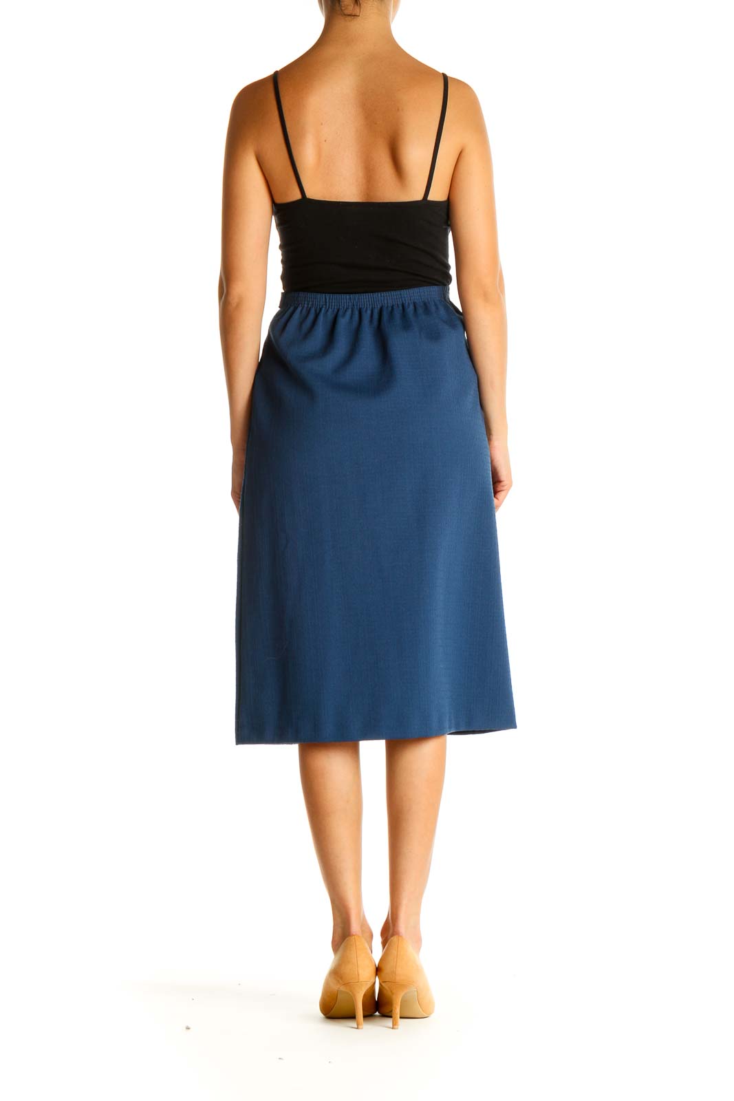 Blue Casual Pencil Skirt