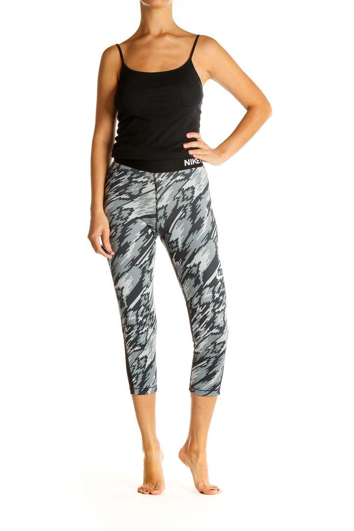 Gray Printed Activewear Leggings