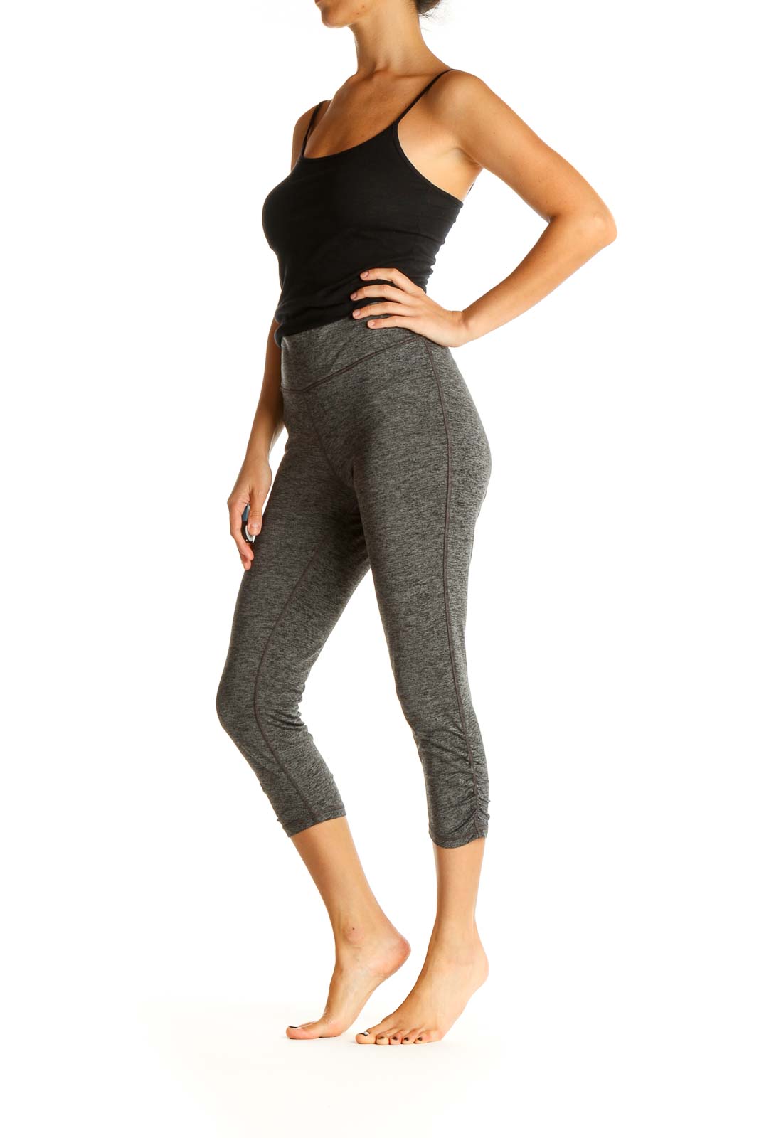 Gray Textured Activewear Leggings