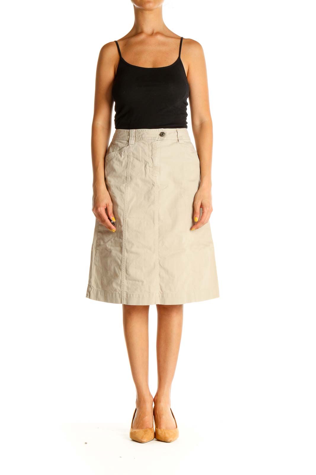 Beige All Day Wear A-Line Skirt