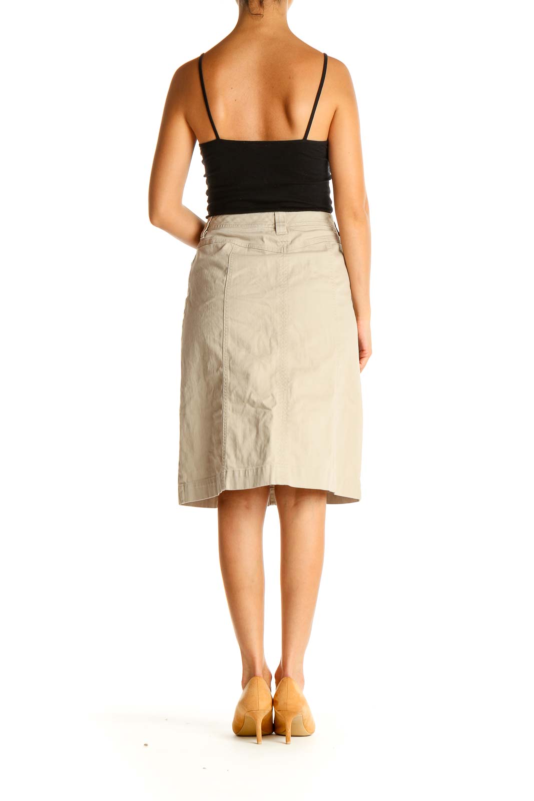 Beige All Day Wear A-Line Skirt