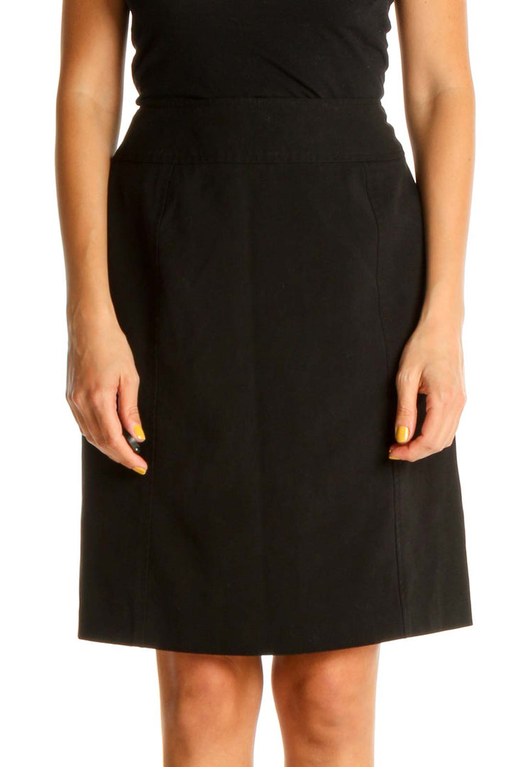 Black Solid Brunch A-Line Skirt